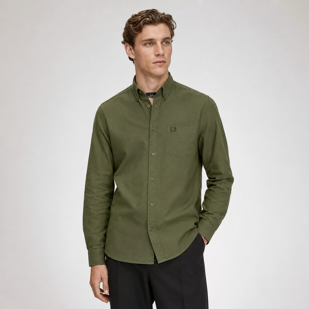 Fred Perry Men's Long Sleeve Button-Down Shirt – Premium Cotton Smart Casual Shirt